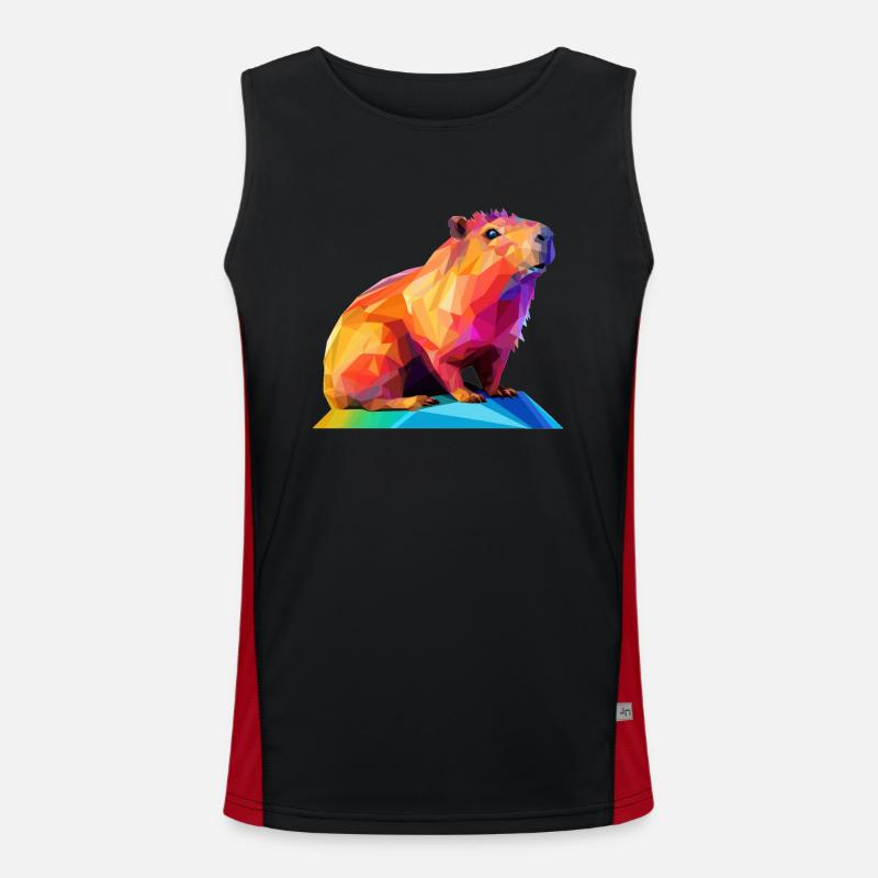 Capybara Low Polygon Design Funktionelles Kontrast-Tank Top für Männer 