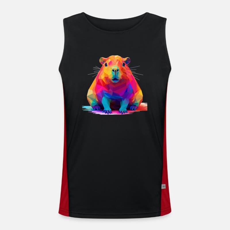 Capybara Low Polygon Design Funktionelles Kontrast-Tank Top für Männer 