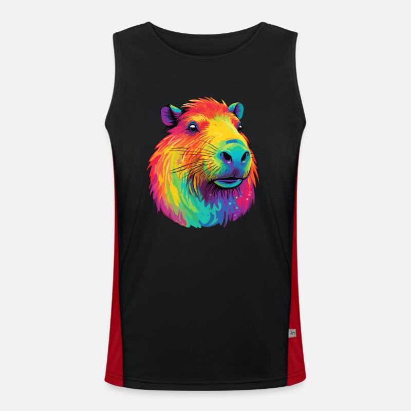 Capybara Low Rainbow Design Men's Functional Contrast Tank Top 
