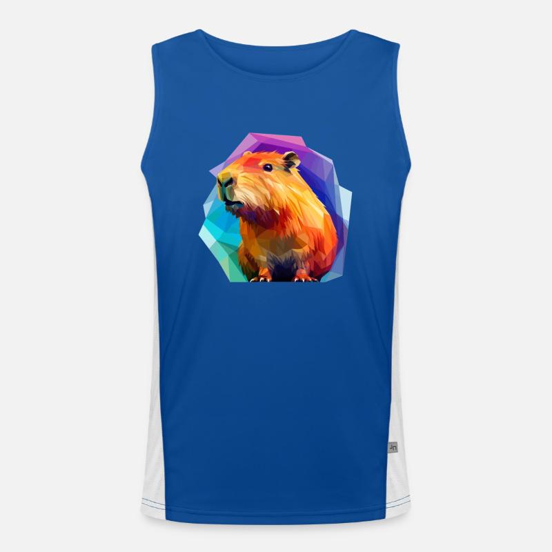 Capybara Low Polygon Design Funktionelles Kontrast-Tank Top für Männer 
