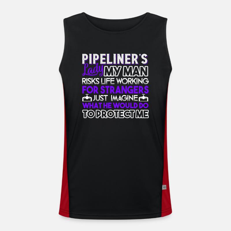 Pipeliner's Lady My Man Risks Life Working Men's Functional Contrast Tank Top 