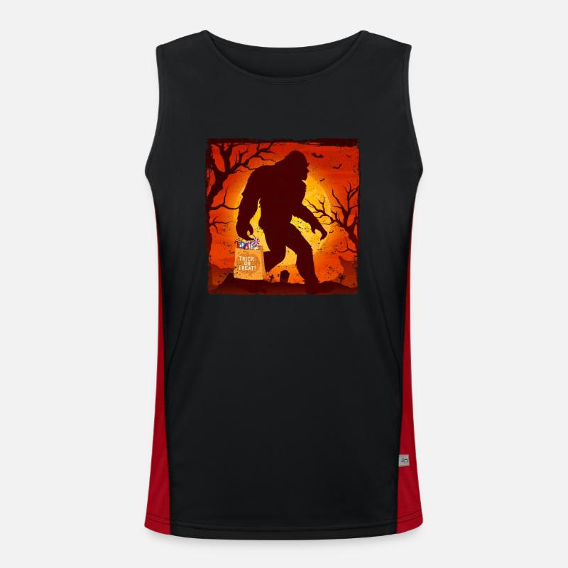 Lustige Halloween Bigfoot Trick oder behandeln Funktionelles Kontrast-Tank Top für Männer 