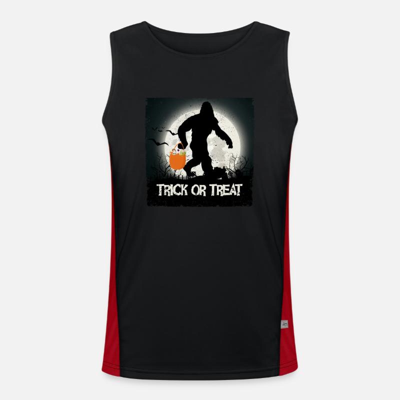 Lustige Halloween Bigfoot Trick oder behandeln Funktionelles Kontrast-Tank Top für Männer 