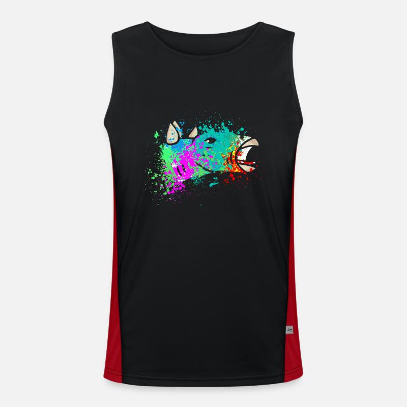 Splash art Dinosaur Stegosaurus head Men's Functional Contrast Tank Top 