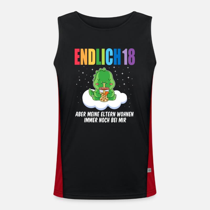 Endlich 18 Dino auf Wolke Funktionelles Kontrast-Tank Top für Männer 