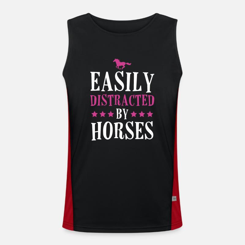 Easily Distracted by Horses Funktionelles Kontrast-Tank Top für Männer 
