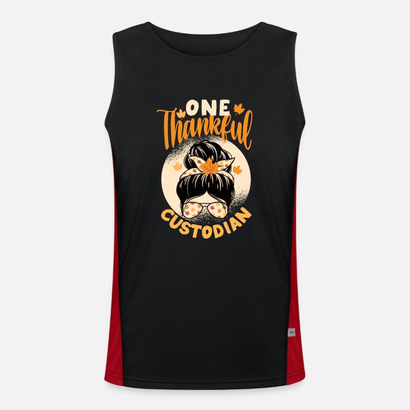 A Grateful Caretaker Funny Thanksgiving Men's Functional Contrast Tank Top 