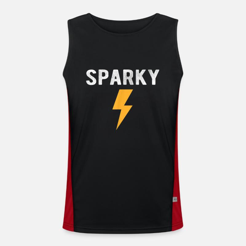 Electrician Gift Funny Sparky Nickname Lightning Men's Functional Contrast Tank Top 