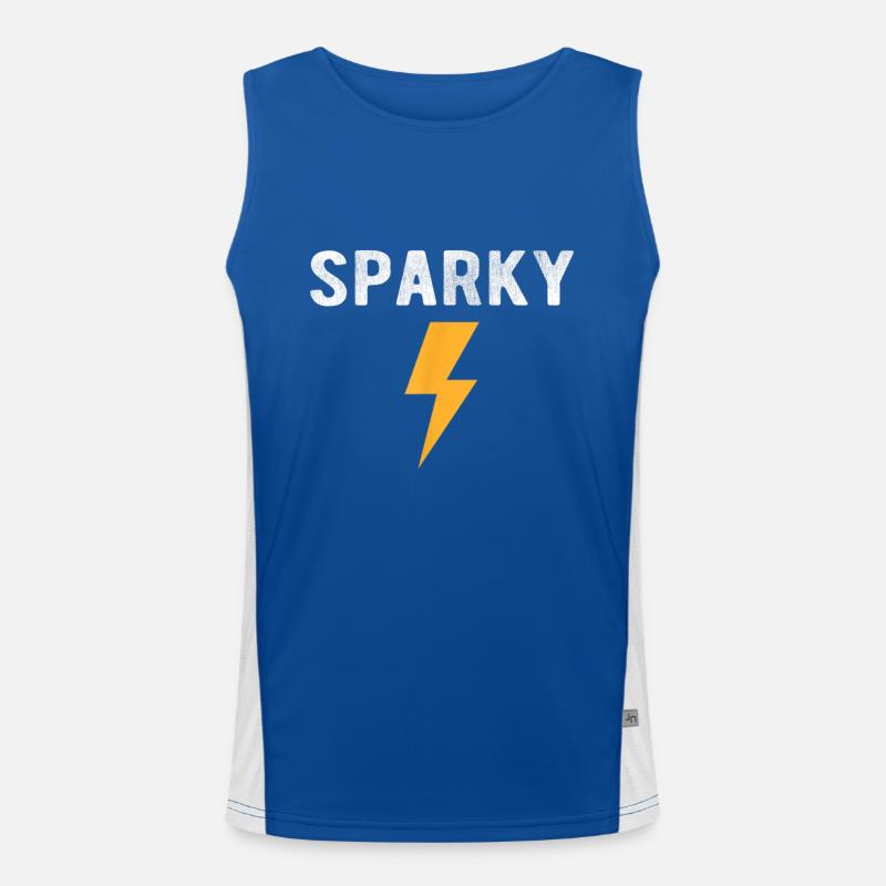 Elektriker Geschenk Lustig Sparky Spitzname Blitz Funktionelles Kontrast-Tank Top für Männer 