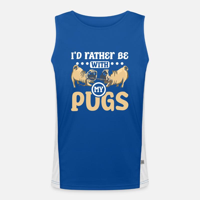 I'd rather be with my pugs Funktionelles Kontrast-Tank Top für Männer 