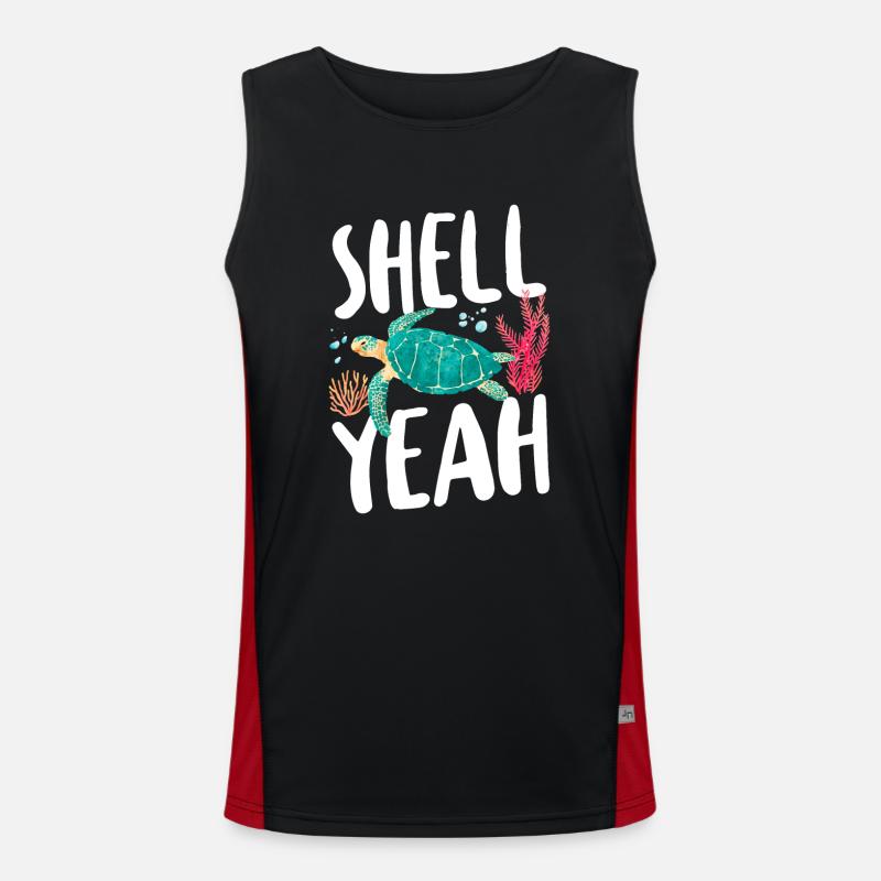 Sea Turtle Tortoise Pun Shell Yeah Funktionelles Kontrast-Tank Top für Männer 