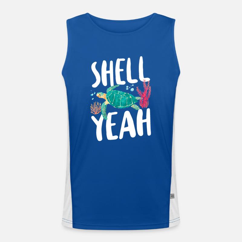 Sea Turtle Tortoise Pun Shell yes Men's Functional Contrast Tank Top 