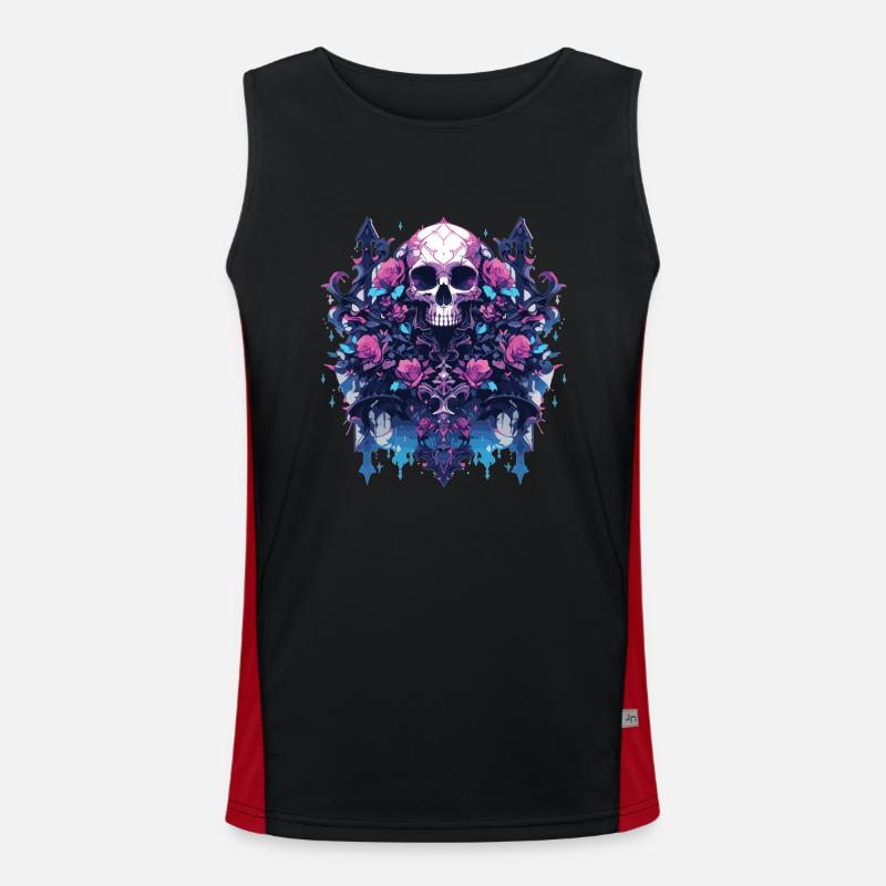Skull Skull Skulls Skull Skeleton - Men's Functional Contrast Tank Top  - black/red