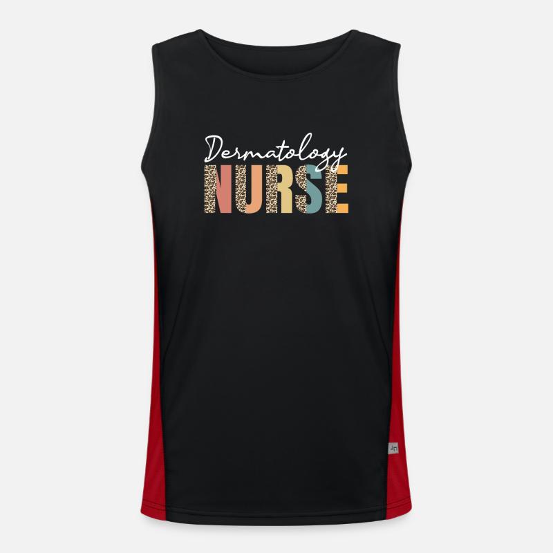 Dermatology Nurse Leopard Pattern - Men's Functional Contrast Tank Top  - black/red