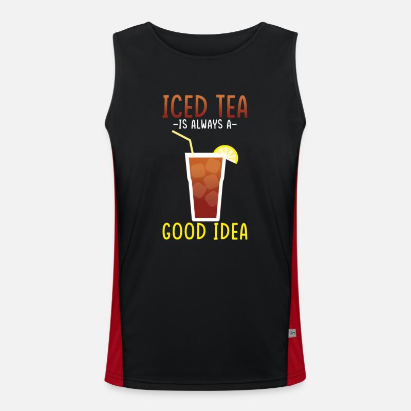 Iced Tea Drink Design Keep Calm and Iced Tea Men's Functional Contrast Tank Top 