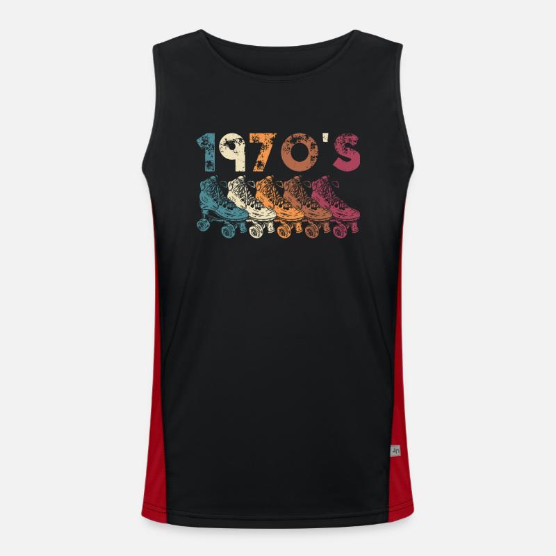 70s Rollerskate Rollerskating - Men's Functional Contrast Tank Top  - black/red