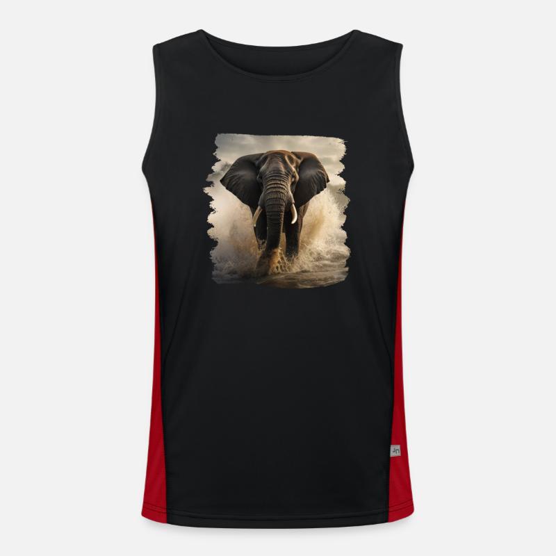 Elephant realistic elephant Men's Functional Contrast Tank Top 