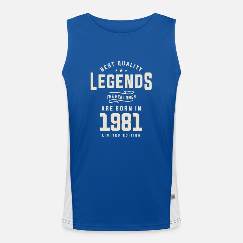 Legends 1981 Birthday 42 Years Old Men's Functional Contrast Tank Top 