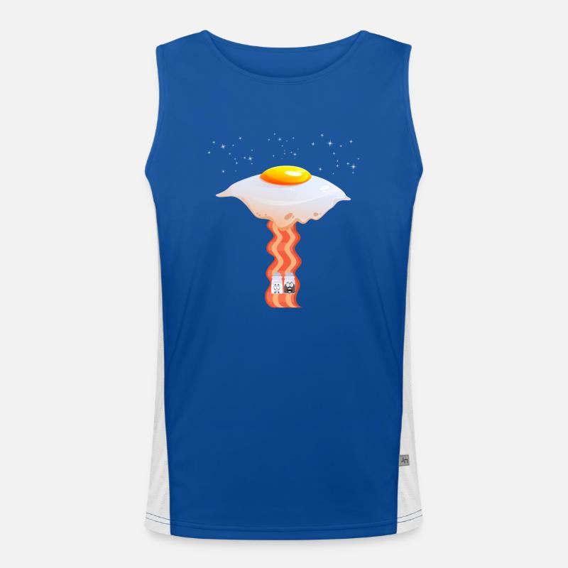 Funny Design Fried Egg UFO beams salt pepper Men's Functional Contrast Tank Top 