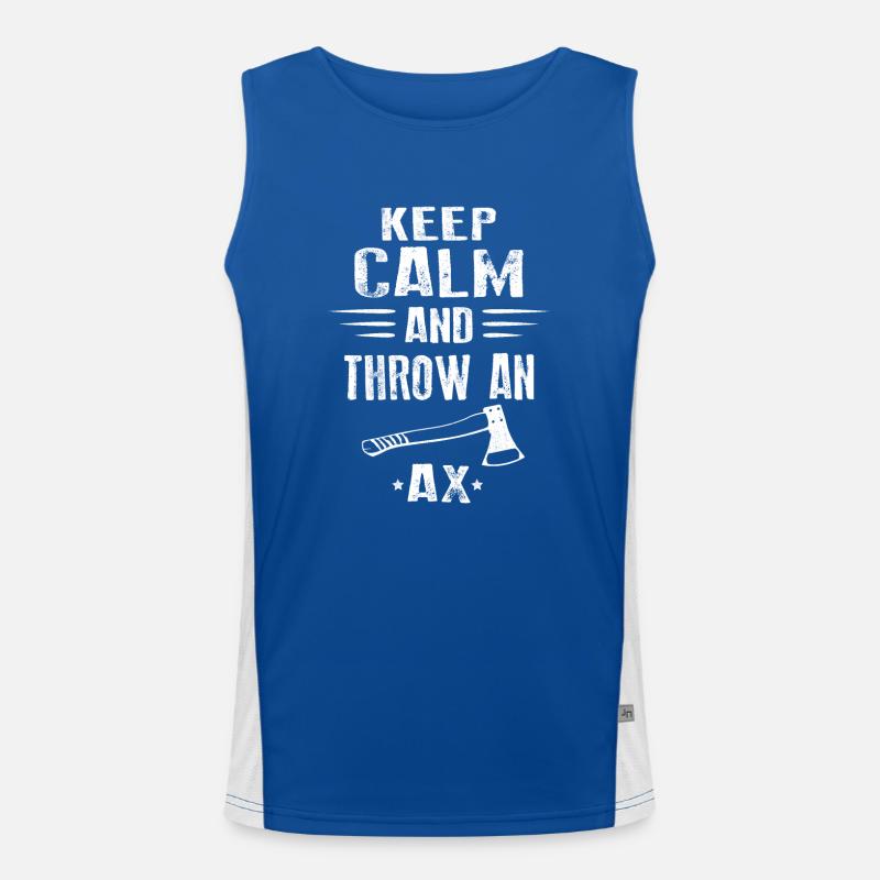 Keep calm and throw an Ax Funktionelles Kontrast-Tank Top für Männer 