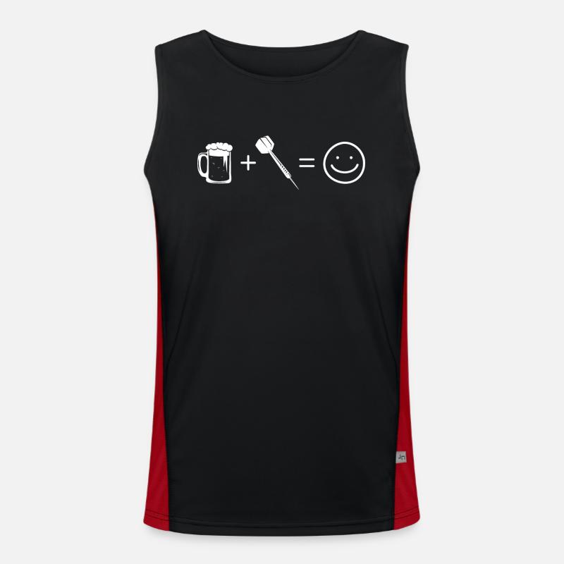 Bier - Lächelndes Gesicht - Dart - Funktionelles Kontrast-Tank Top für Männer 