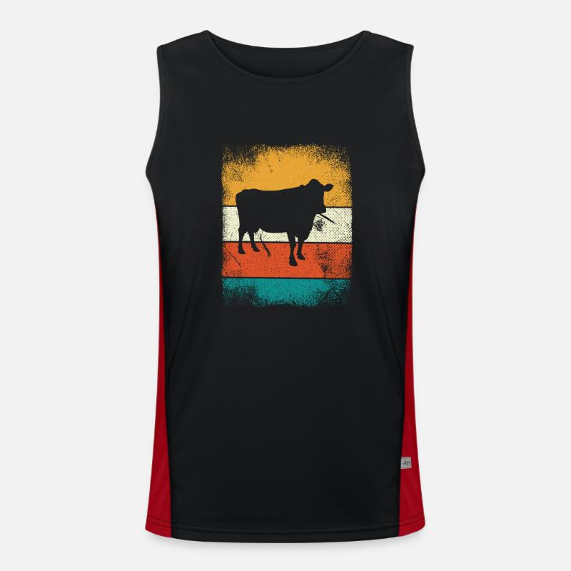 Kuh Tier Bauer Muh Retro Bauernhof Geschenk Funktionelles Kontrast-Tank Top für Männer 