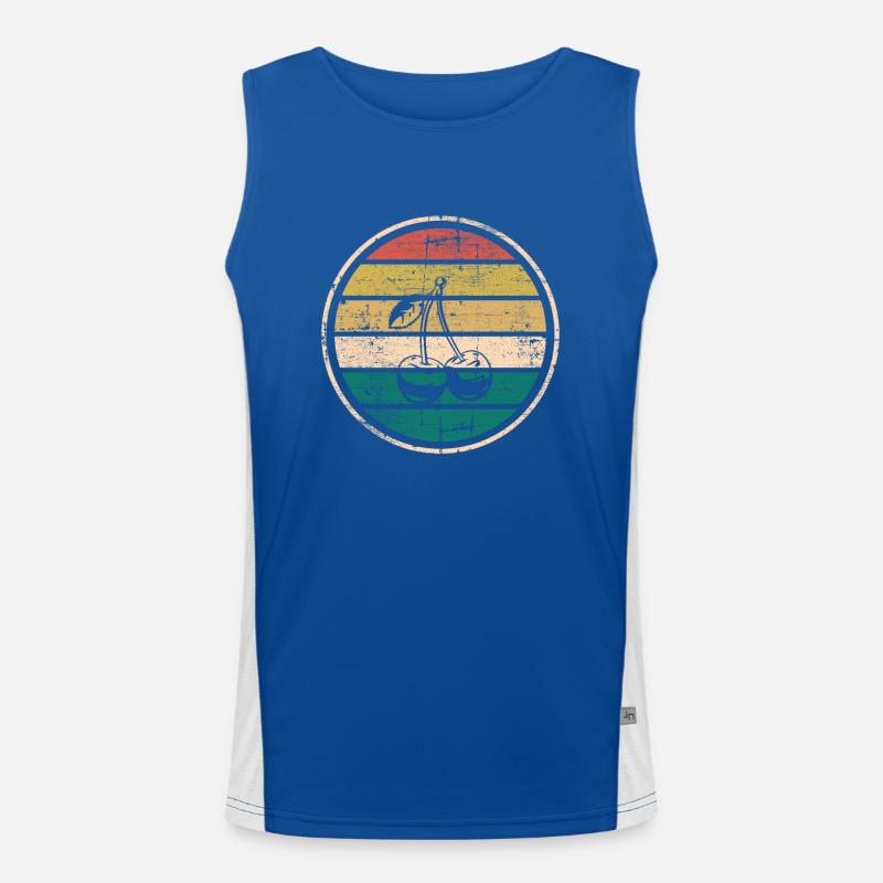 Kirsche Obst Retro Rund Früchte Rot Geschenk Funktionelles Kontrast-Tank Top für Männer 