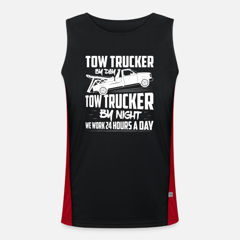 Tow Trucker By Day, Tow Trucker By Night Operator Funktionelles Kontrast-Tank Top für Männer 