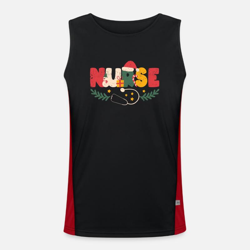 Krankenschwester RN Stethoskop Weihnachtsbaum Funktionelles Kontrast-Tank Top für Männer 