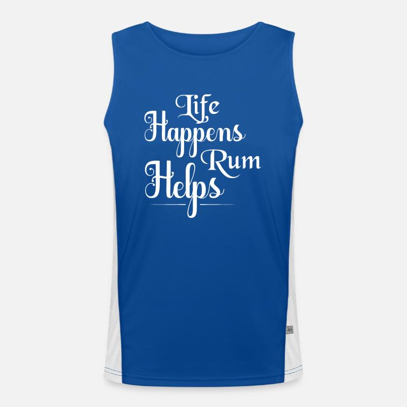 Life Happens Rum Helps Drinking Alcohol Funktionelles Kontrast-Tank Top für Männer 
