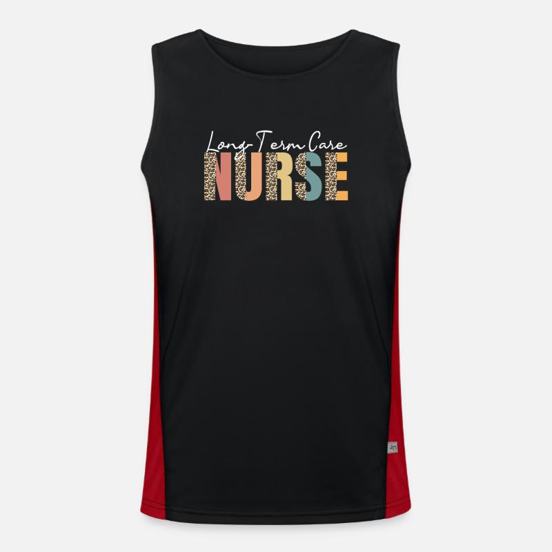 Langzeitpflege Krankenschwester Leopardenmuster Funktionelles Kontrast-Tank Top für Männer 