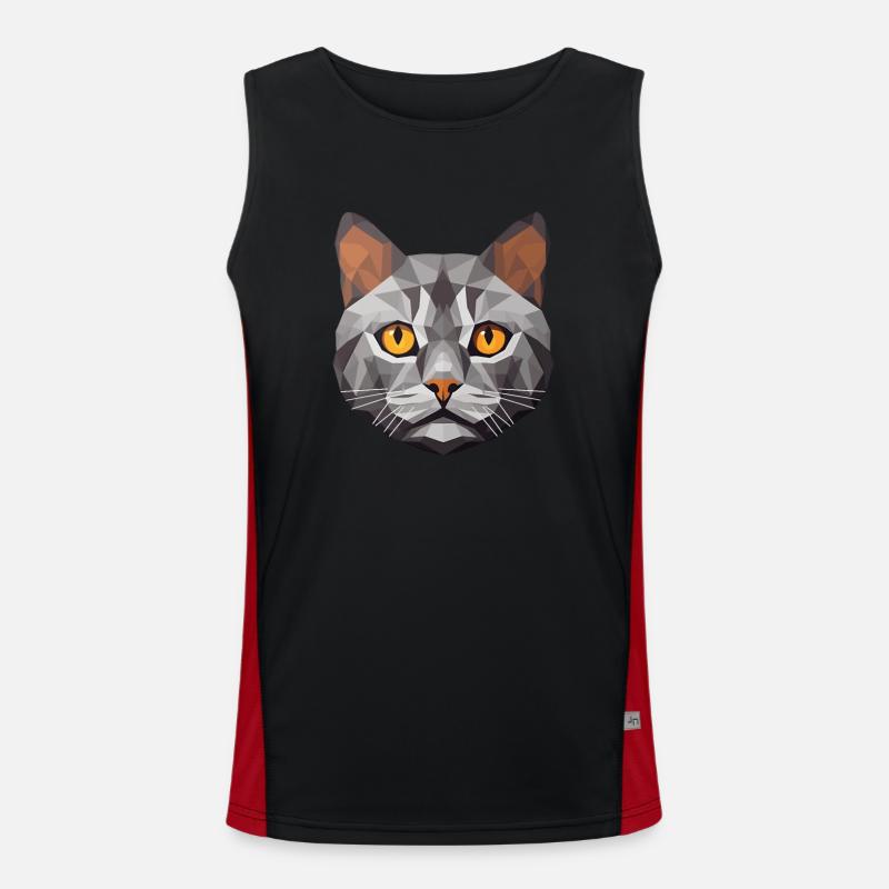 British Shorthair Cat BSH Low Polygon Débardeur respirant contrasté Homme 