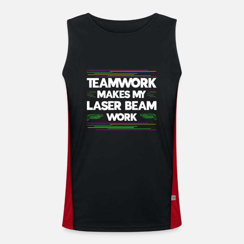 Laser Tag Gift Teamwork Makes My Laser Beam Work Funktionelles Kontrast-Tank Top für Männer 