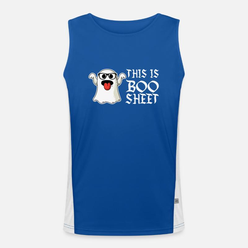 This Is Boo Sheet: Funny Halloween Ghost Men's Functional Contrast Tank Top 
