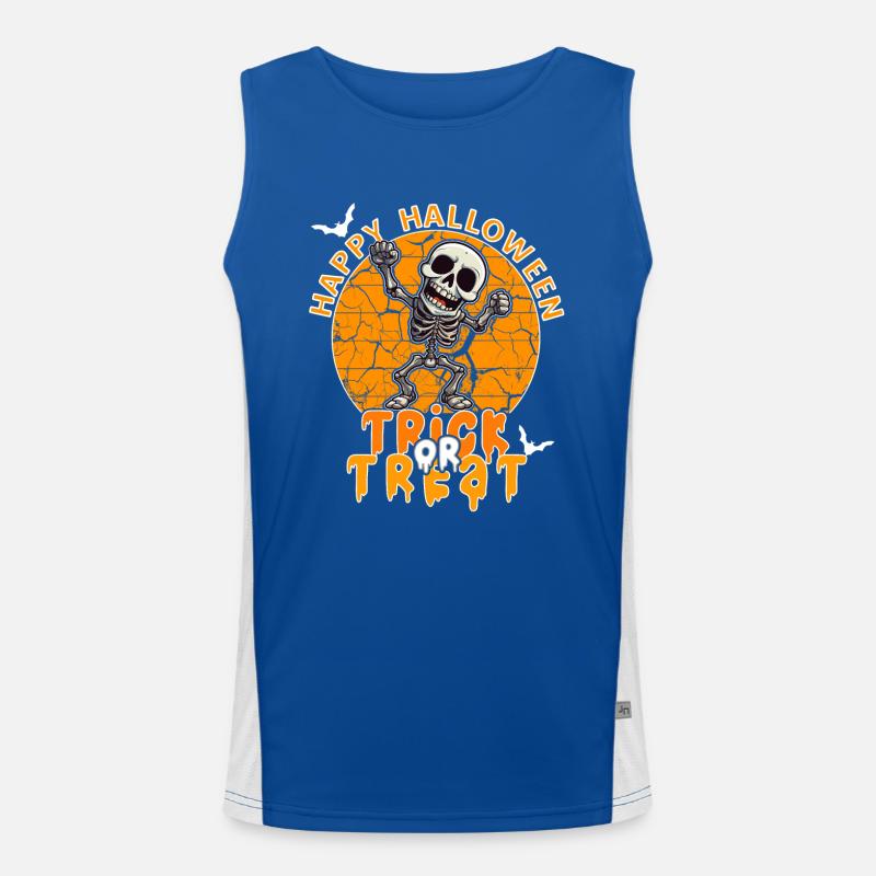 Halloween Design Creepy Skeleton Design Men's Functional Contrast Tank Top 