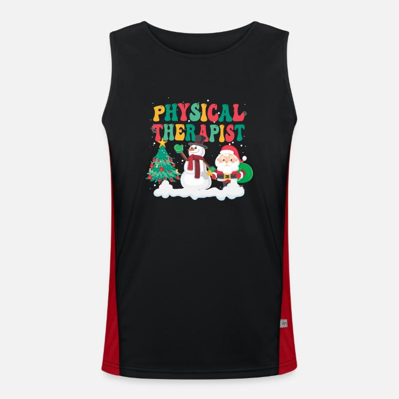 Physiotherapist PTA Christmas Tree Snowman Men's Functional Contrast Tank Top 