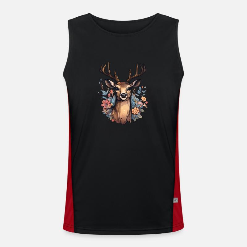 Deer floral pattern Men's Functional Contrast Tank Top 