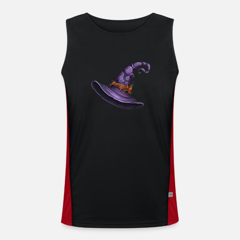 Purple witch hat magical Halloween accessory Men's Functional Contrast Tank Top 