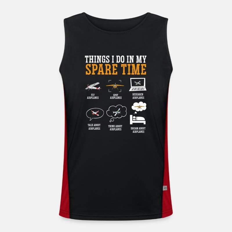 Remote Controlled Airplane Model Airplane - Men's Functional Contrast Tank Top  - black/red