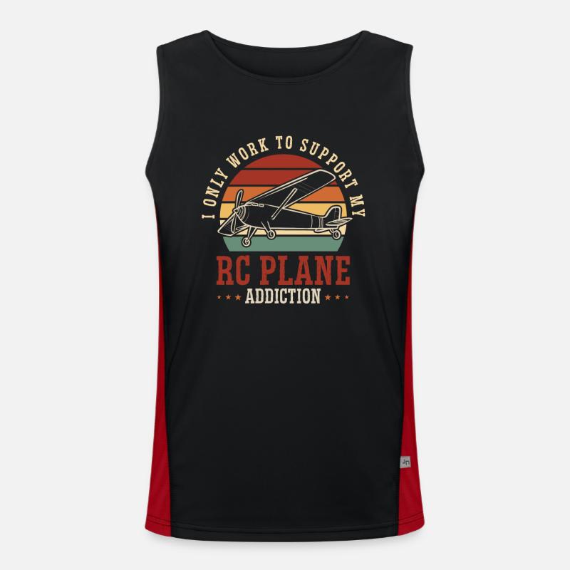 Remote Controlled Airplane Model Airplane - Men's Functional Contrast Tank Top - black/red