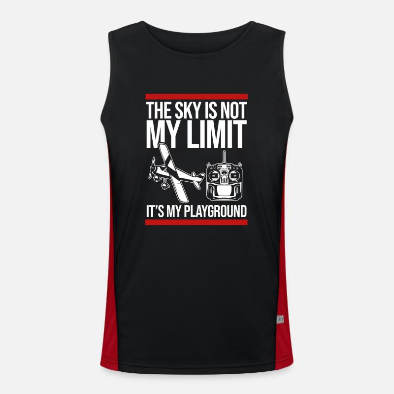 Remote Controlled Airplane Model Airplane - Men's Functional Contrast Tank Top  - black/red