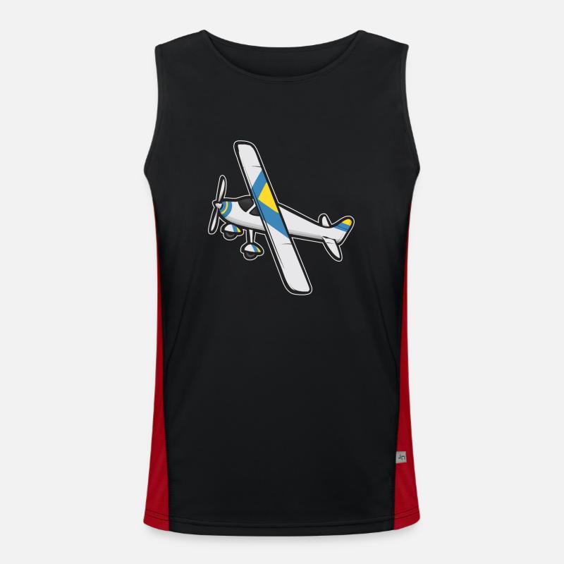 Remote Controlled Airplane Model Airplane - Men's Functional Contrast Tank Top  - black/red