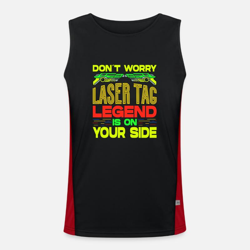 Don`t Worry Laser Tag Legend Is On Your Side Laser Funktionelles Kontrast-Tank Top für Männer 