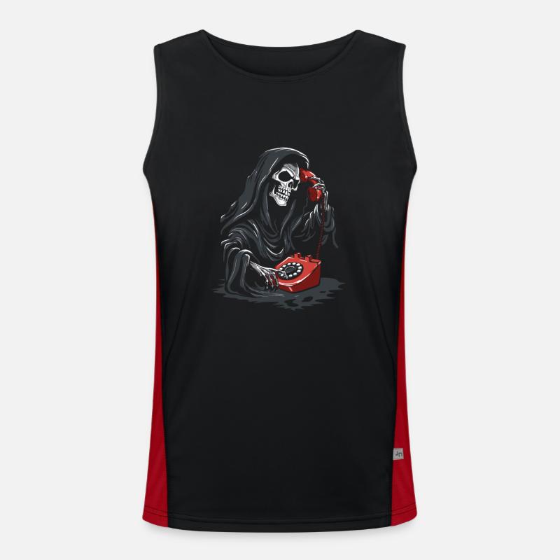 Rotes Sensenmann-Telefon Funktionelles Kontrast-Tank Top für Männer 