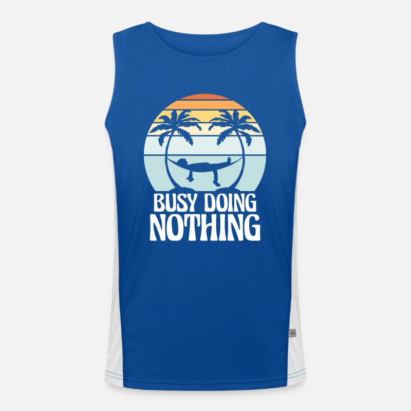 Busy Doing Nothing Hammock Relaxed Happy Men's Functional Contrast Tank Top 