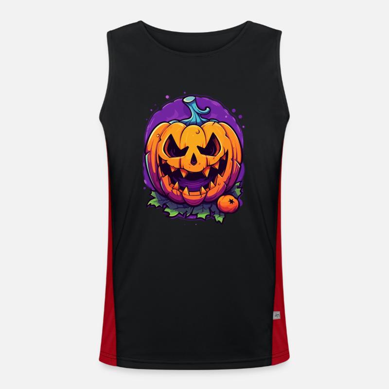 Süßes oder Saures: Gruseliger Halloween Kürbis Funktionelles Kontrast-Tank Top für Männer 