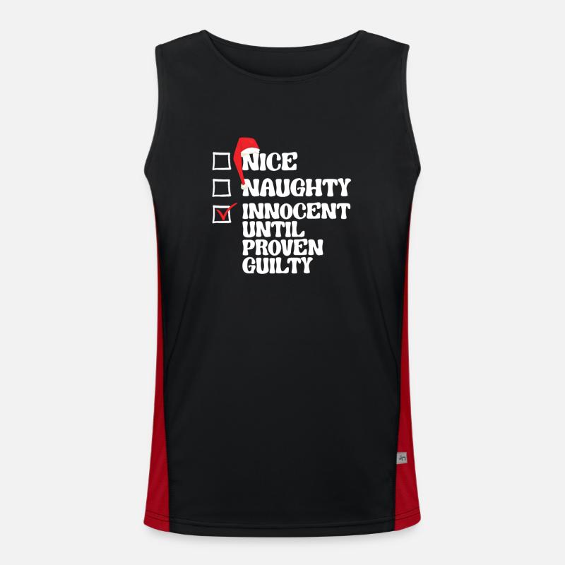 Nice Naughty Innocent Until Proven Guilty Funktionelles Kontrast-Tank Top für Männer 