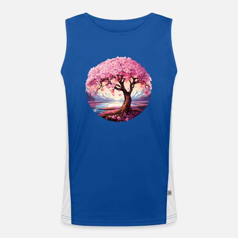 Cherry blossom tree Men's Functional Contrast Tank Top 