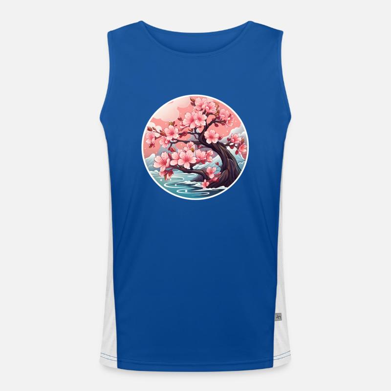 Cherry blossom tree Men's Functional Contrast Tank Top 