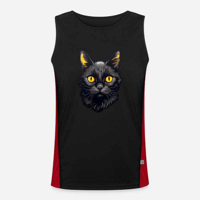 Visage de chat noir Débardeur respirant contrasté Homme 